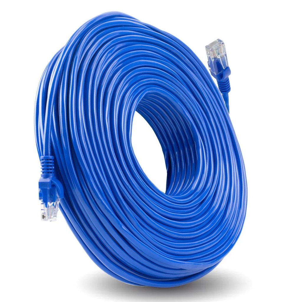 Cabo de Rede 40 Metros Montado Cat5 Lan Moden TV Box Azul