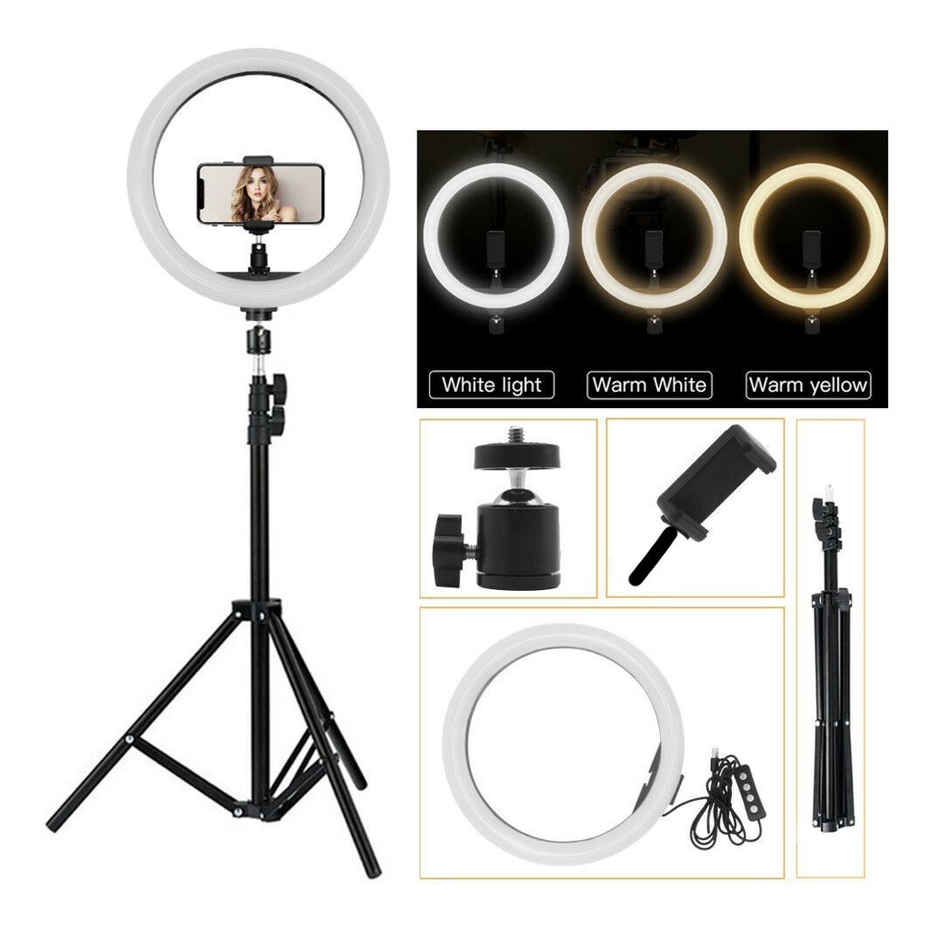 Ring Light LED 10" 26cm + Tripé 2,10 Metros Iluminação Profissional