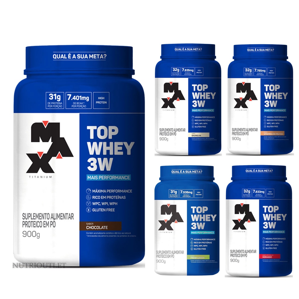 Top Whey 3W + Performance 900G Sabores Max Titanium Shopee Brasil