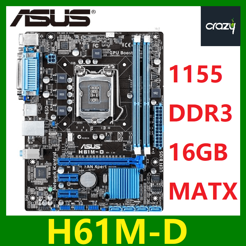 ASUS H61MD Original Desktop Used Motherboard H61 H61M Chip Support
