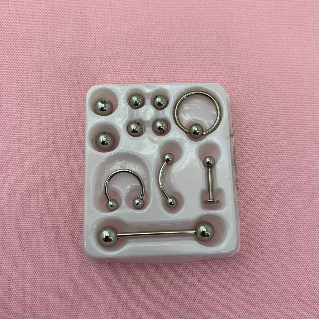 Kit de Piercing em Aço cirúrgico para Septo Nariz Orelha Língua BeeCost