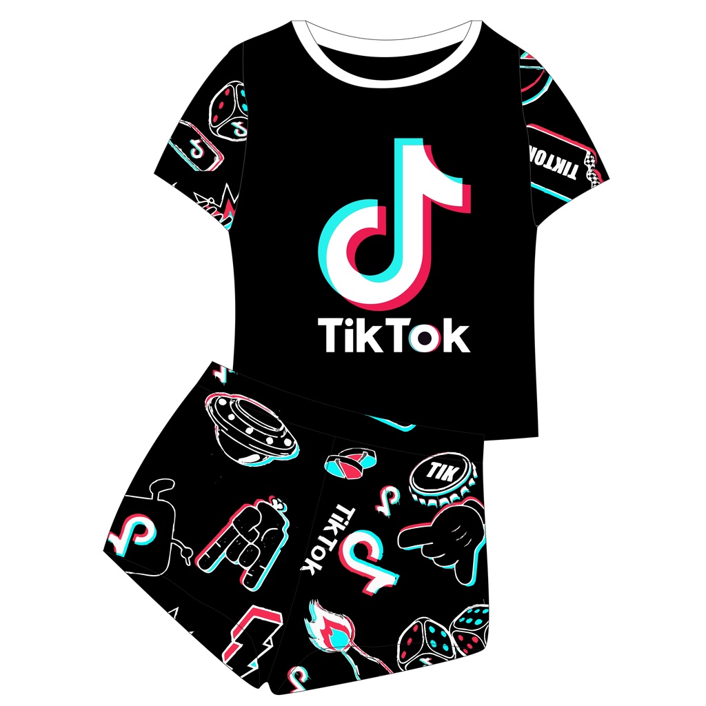 Pijama Cropped Tik Tok Feminino | Shopee Brasil