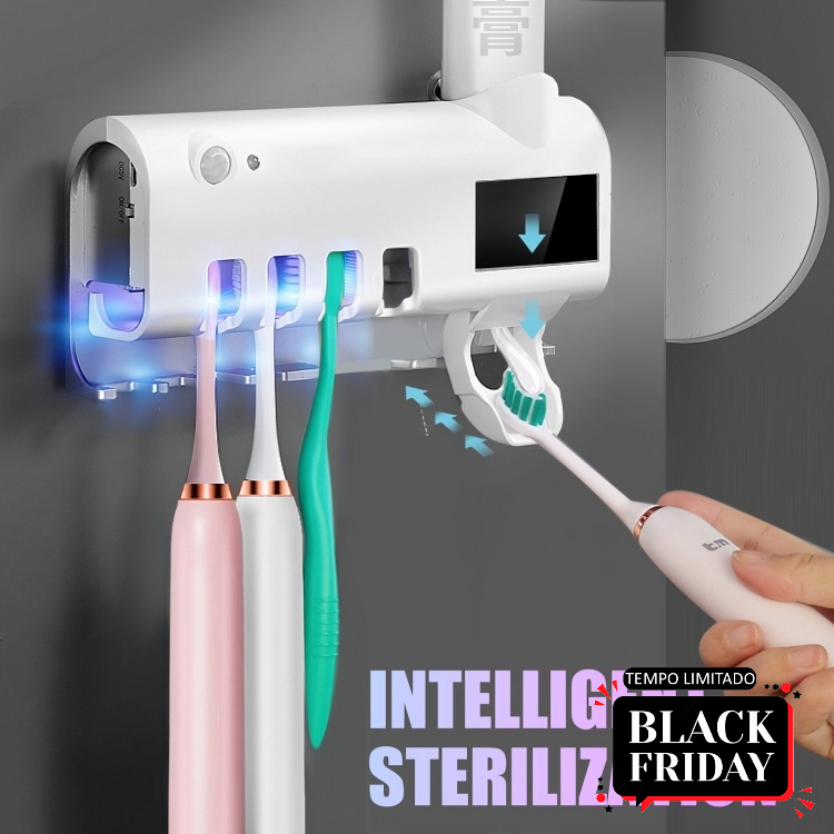 Dispenser Aplicador Creme Dental Pasta Dente Suporte Escovas Com Luz