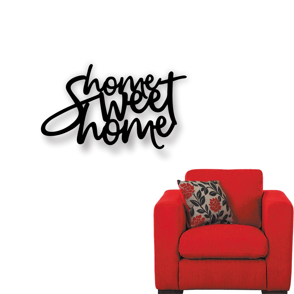 Quadro em mdf Home Sweet Home aplique de parede para sala e quarto