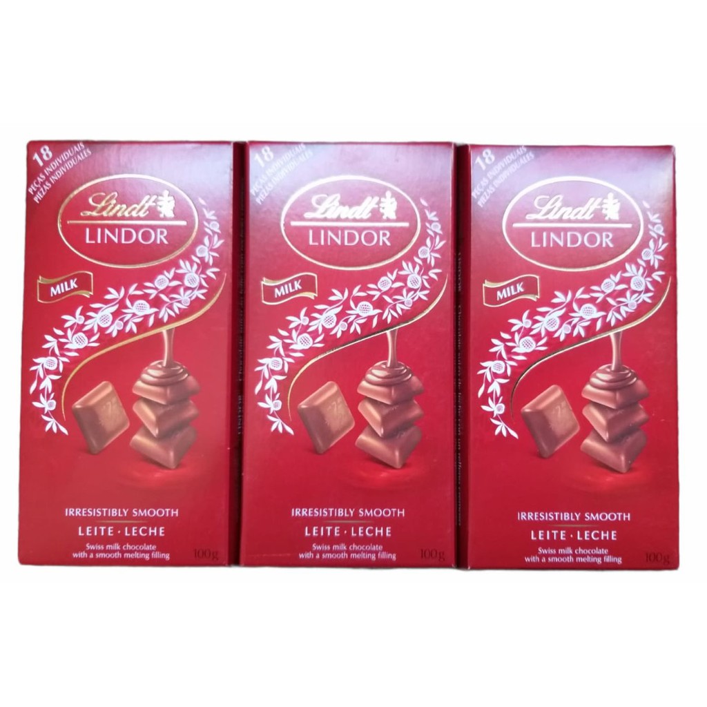 Chocolate Lindt Lindor Super Premium Ao Leite Kit Com 03 Barras De