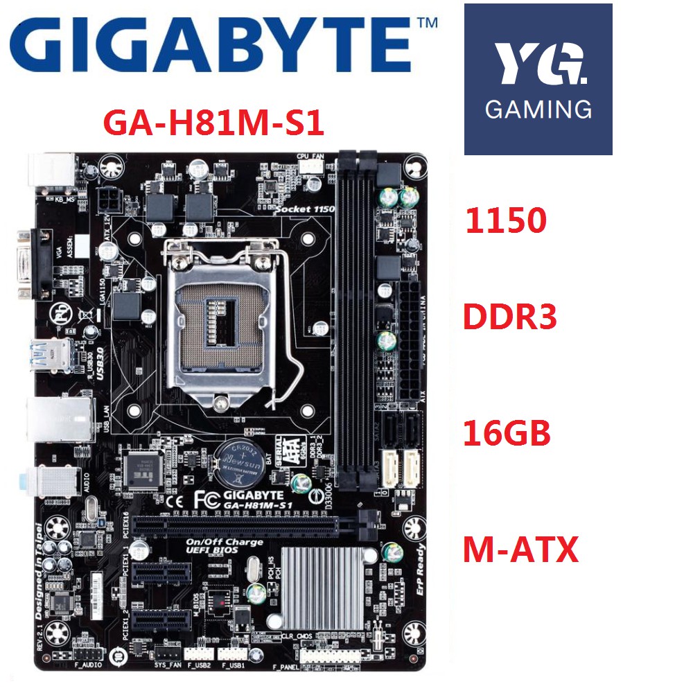 GIGABYTE GAH81MS1 PlacaMãe De Mesa H81 Soquete LGA 1150 i3 i5 i7 DS2