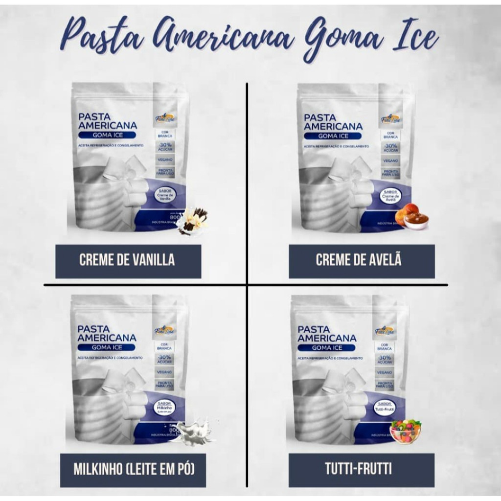Kit Com 12 Unidades De Pasta Americana Tradicional Goma Ice 800g