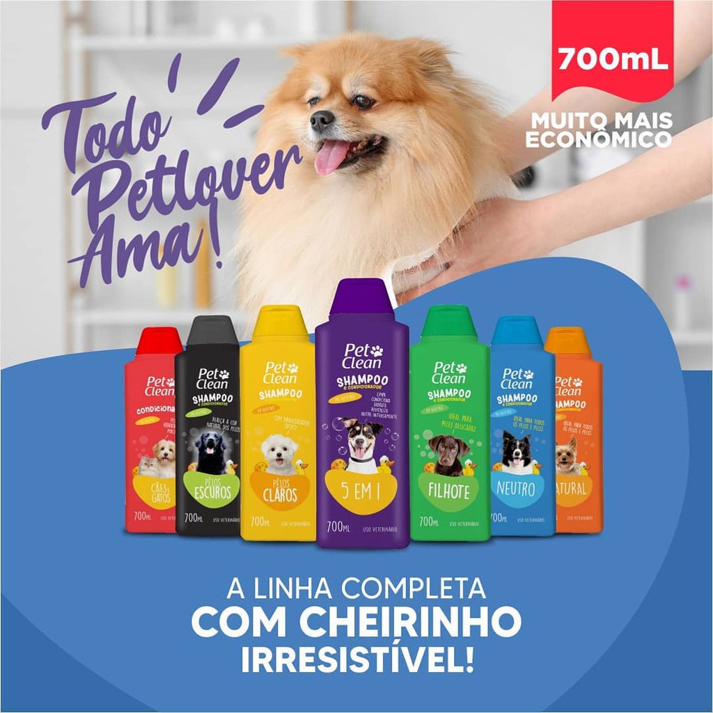 Shampoo e Condicionador Pet Clean 700mL Shopee Brasil