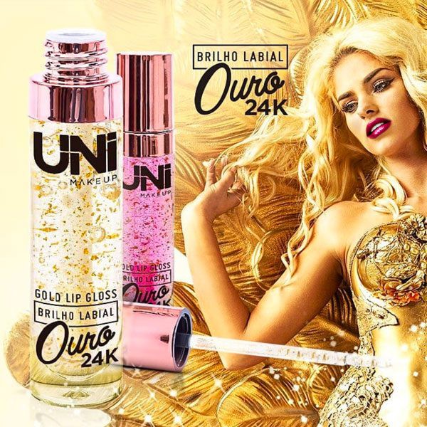 Gloss uni makeup gold 24k hidratante lindo transparente particulas de ouro Shopee Brasil