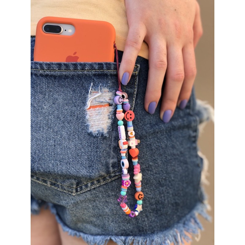 Phone strap de miçangas lilás Shopee Brasil