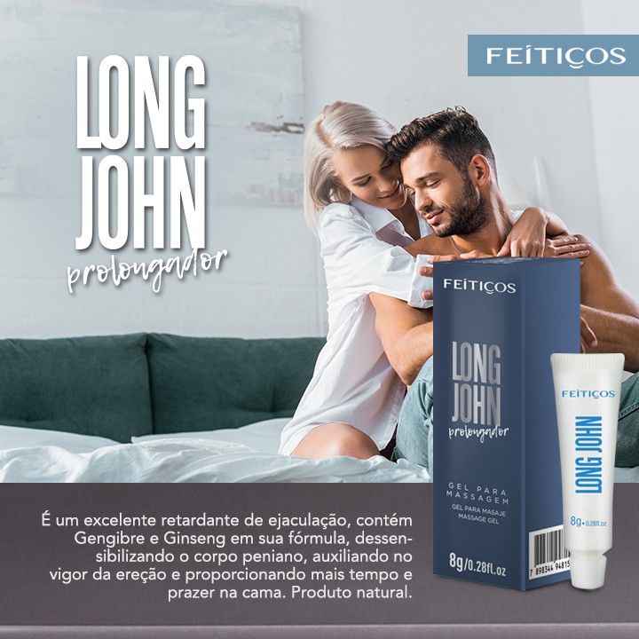 Gel Retardante Masculino Long John Efeito retardante, 8g Prolongador