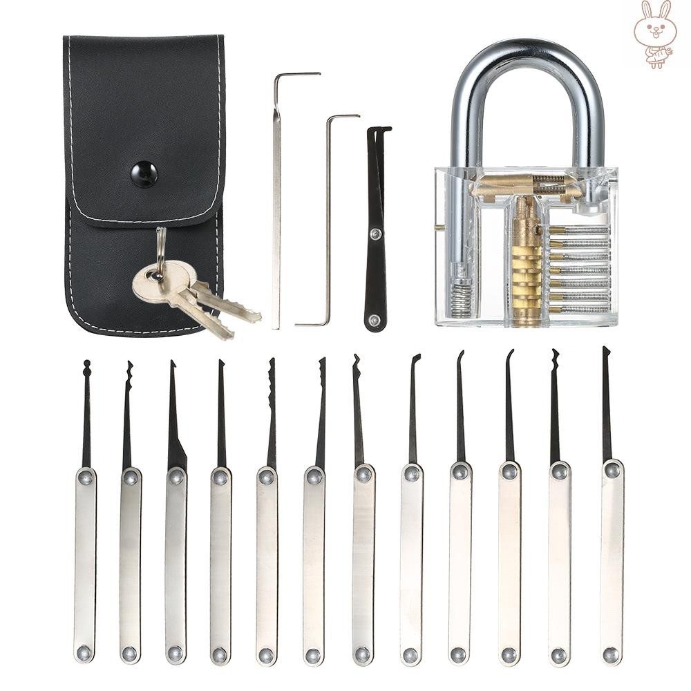 15pcs Lock Picking Set Kit Tool Com Três Travas De Treinamento De