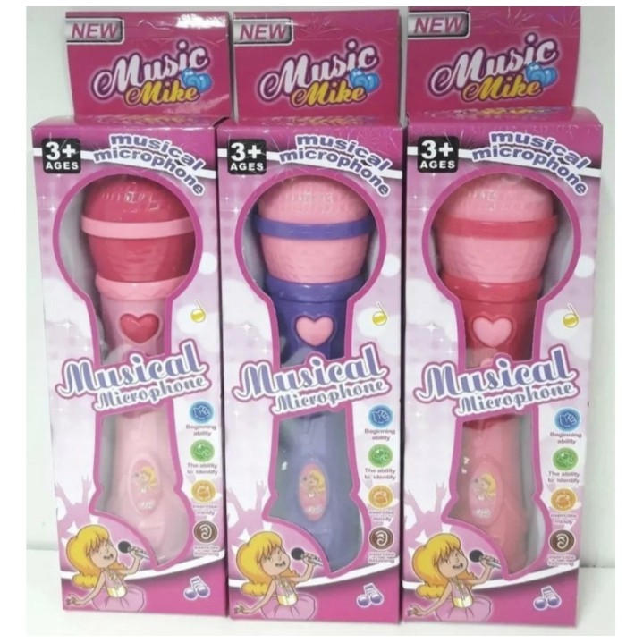 Brinquedo microfone infantil musical sai o som da voz de