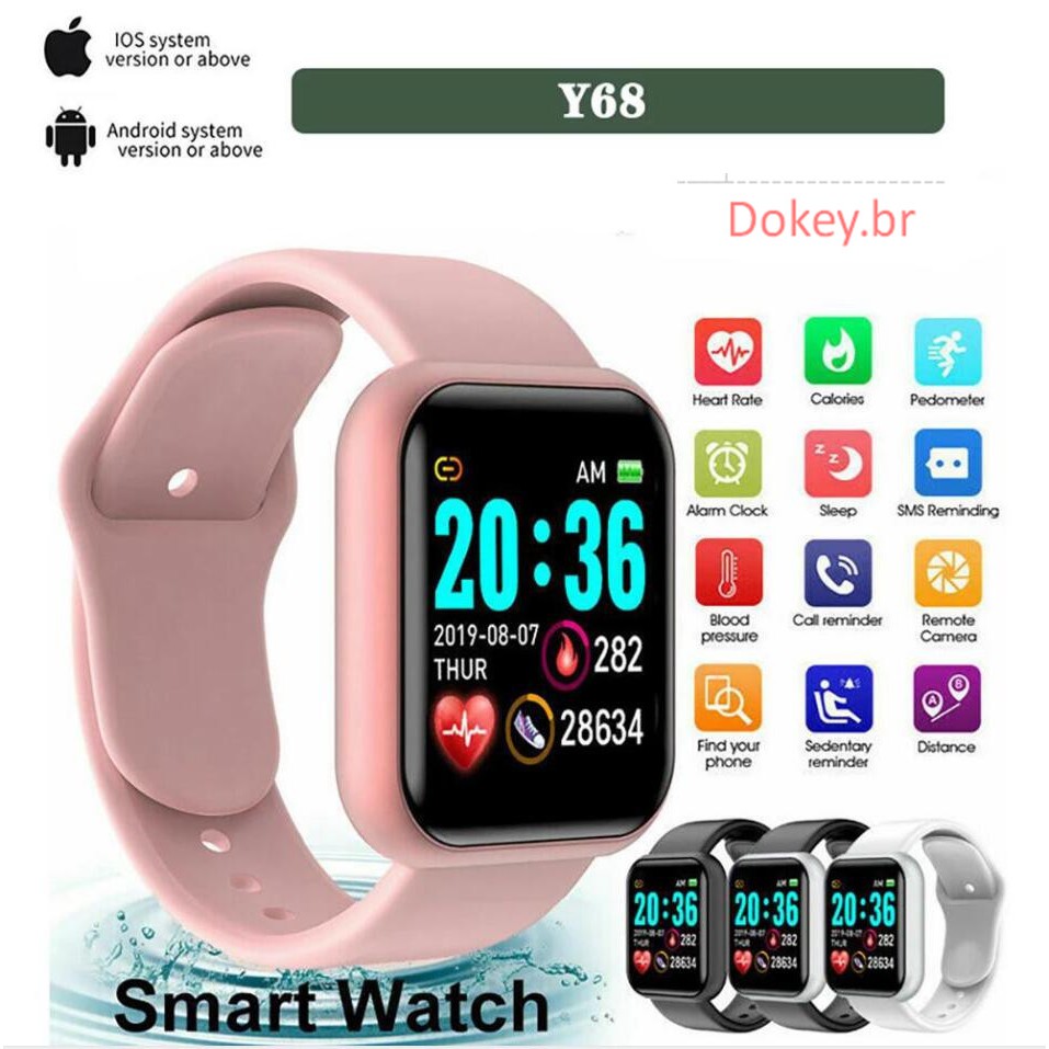 Dokey Smartwatch Y68/D20/GM20 à Prova d’Água/Bluetooth/USB/Monitor