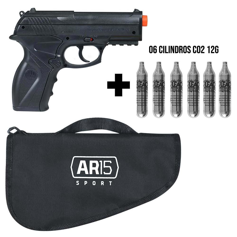 Pistola Airsoft Co2 Wingun Rossi C11 6mm + 06 Cilindros Co2 12g