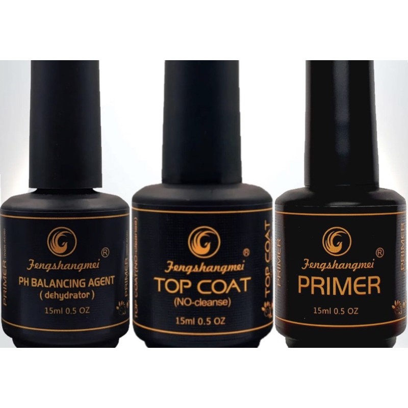 Kit top Coat+Primer+Ph Balancing unhas de gel crigel e porcelana