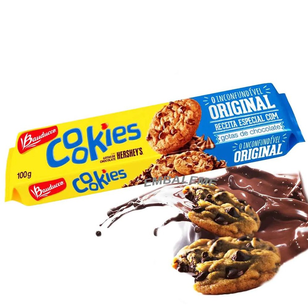 Biscoito Bauducco Cookies Original com Gotas de Chocolate 100g Shopee