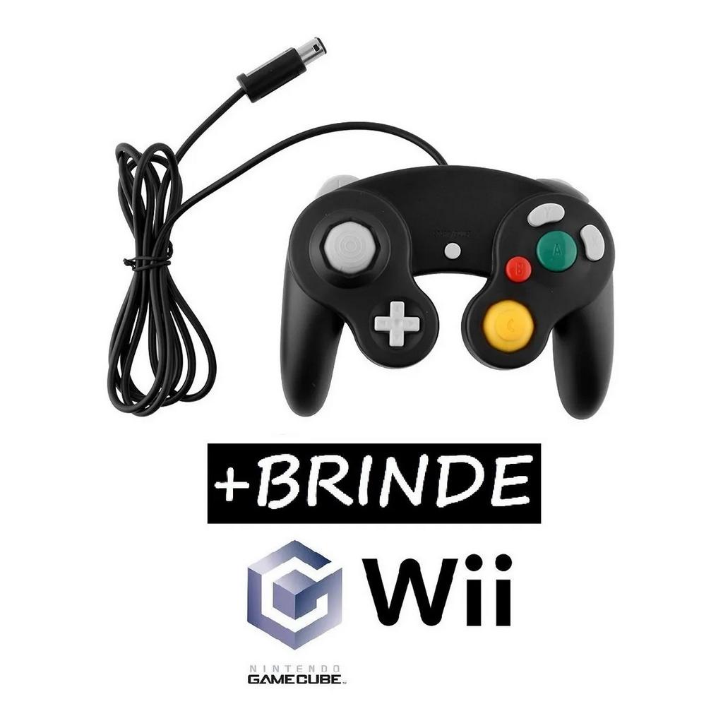 CONTROLE GAME CUBE NINTENDO WII GAMECUBE CONTROLLER GAMECUBE PRETO