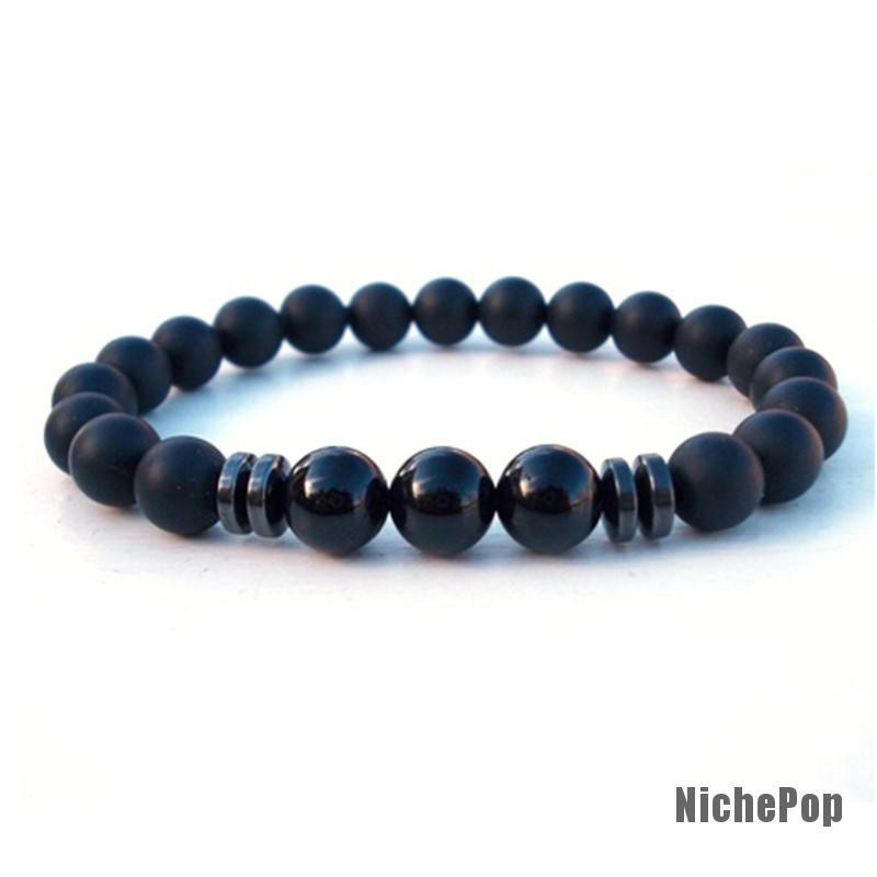 Pulseira Masculina Turmalina Negra Fosca Ágata Pedra Yoga