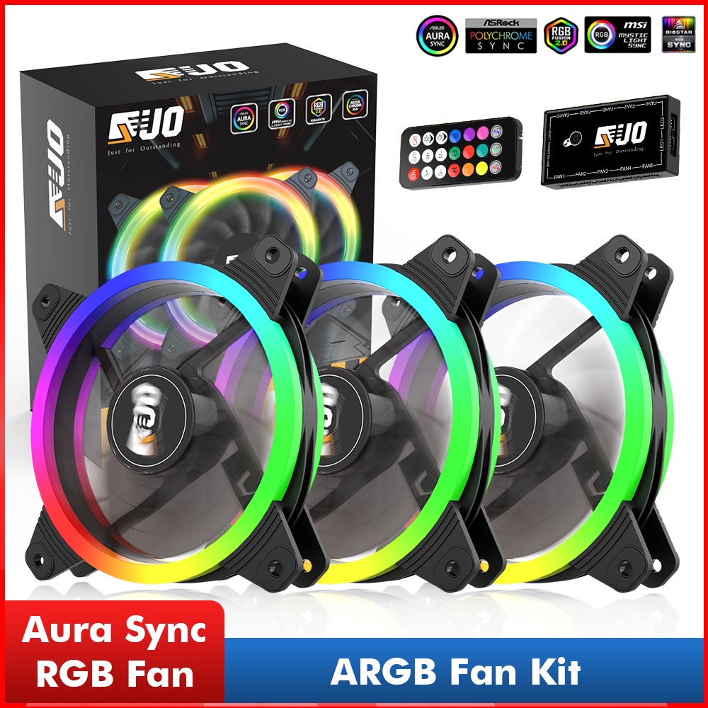 Cooler Kit 3 Coolers fan RGB Aigo JUO R12 Pro FAN RGB 120mm Dual Ring