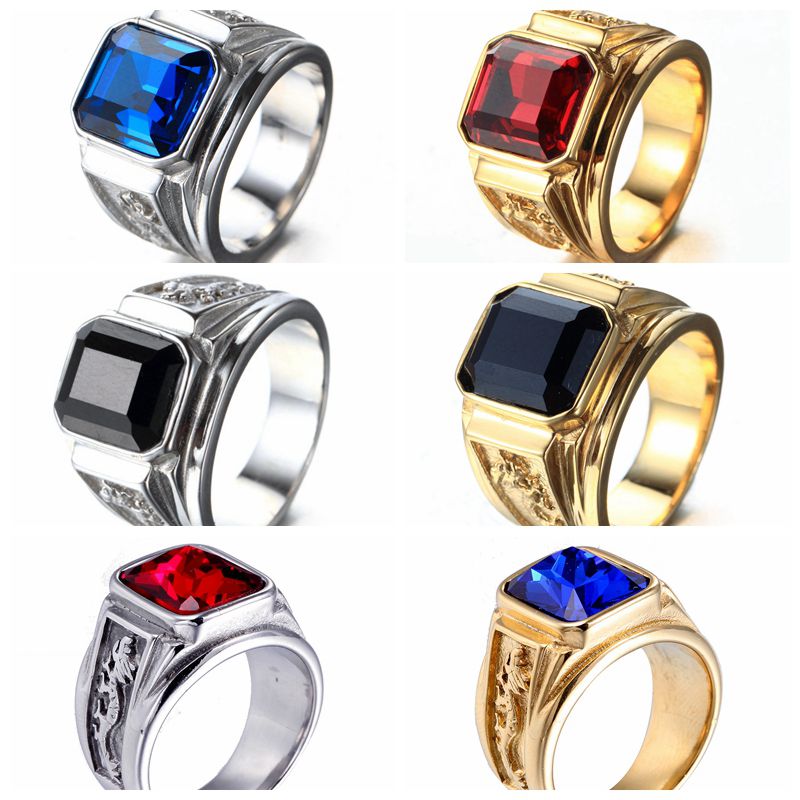 Anel Masculino De Pedra Preciosa Prateada / Anel De Dragão Shopee Brasil