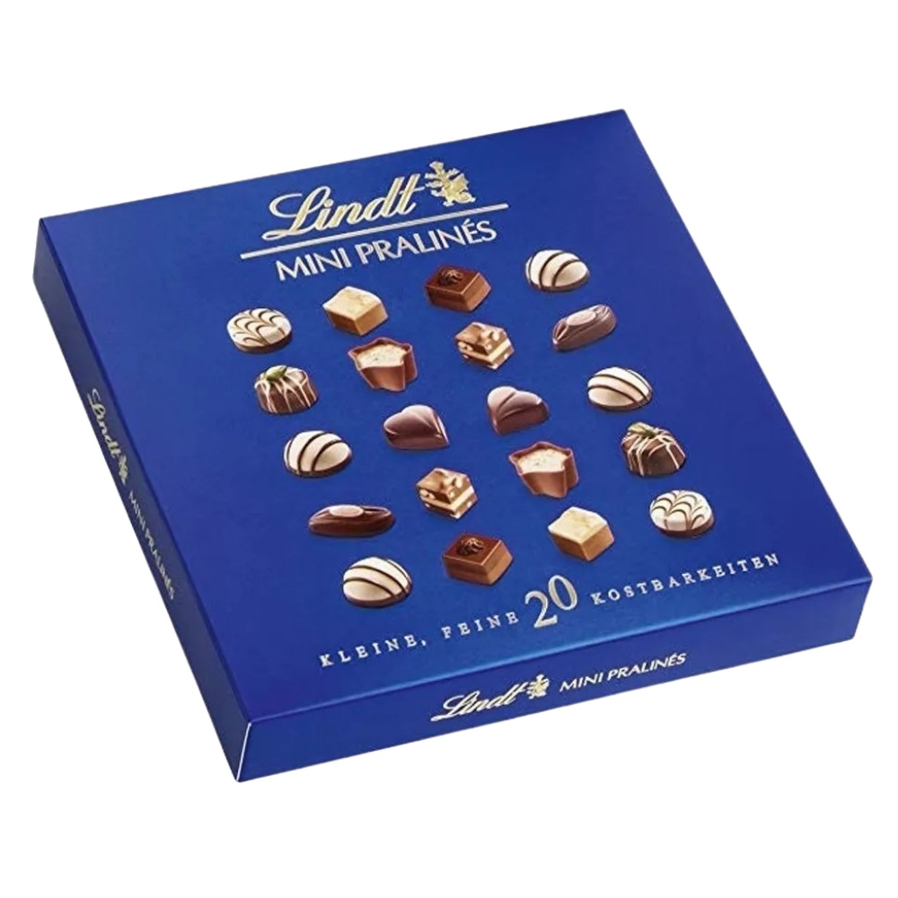 Chocolate Suico Lindt, Mini Pralines, Caixa bombom 100g Azul Shopee