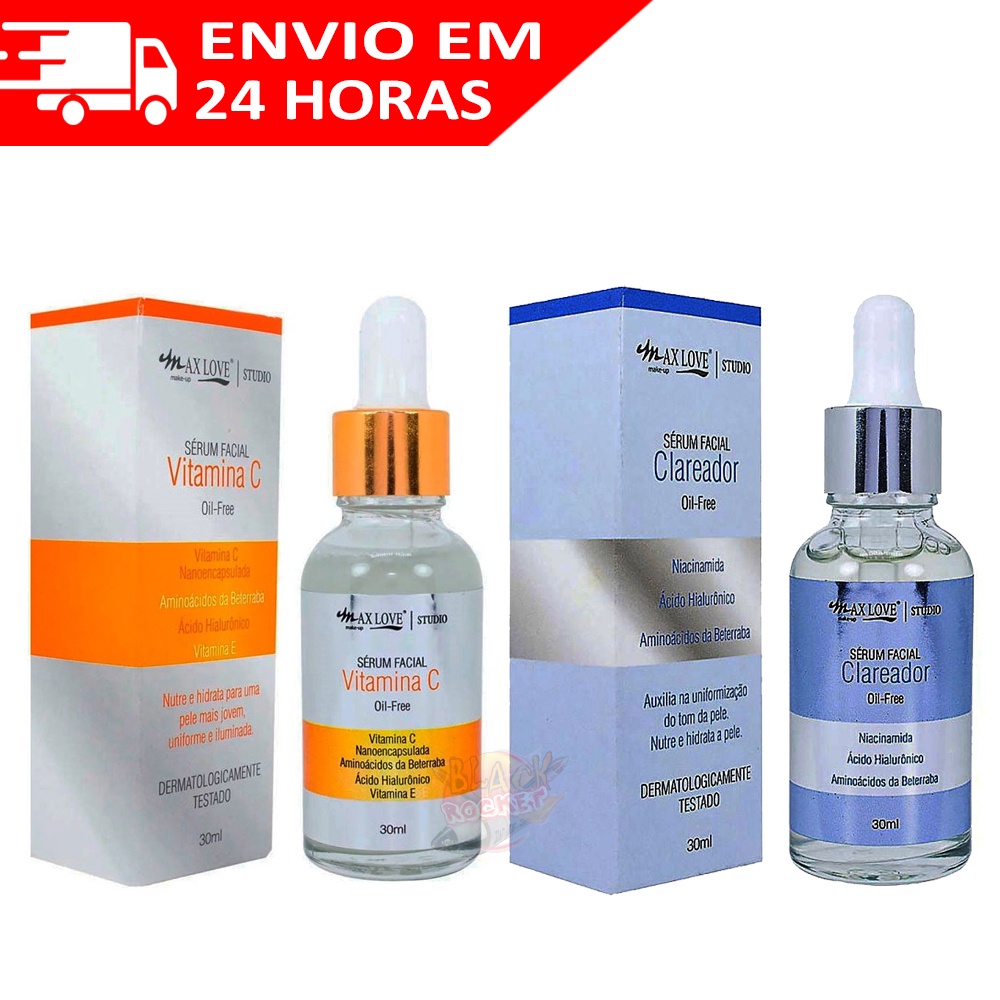 Kit C/2 Sérum Facial Vitamina C + Sérum Clareador Oilfree Max Love