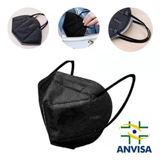 Máscara KN95 N95 PFF2 5 camadas Proteção Respiratória preto C/clip