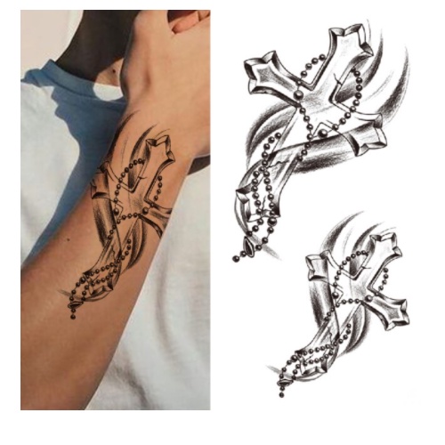 02 Tatuagens Temporária Masculina E Feminina Cruz Terço - Muita Qualidade - Melhor Preço - Xqb-273 | Shopee Brasil 500_x_500_jpg