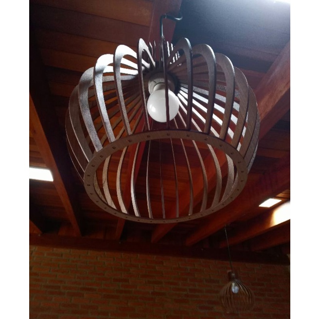 Kit c/ 3 Lustres De Teto MDF Luminaria Pendente Bocal e27 Lustre