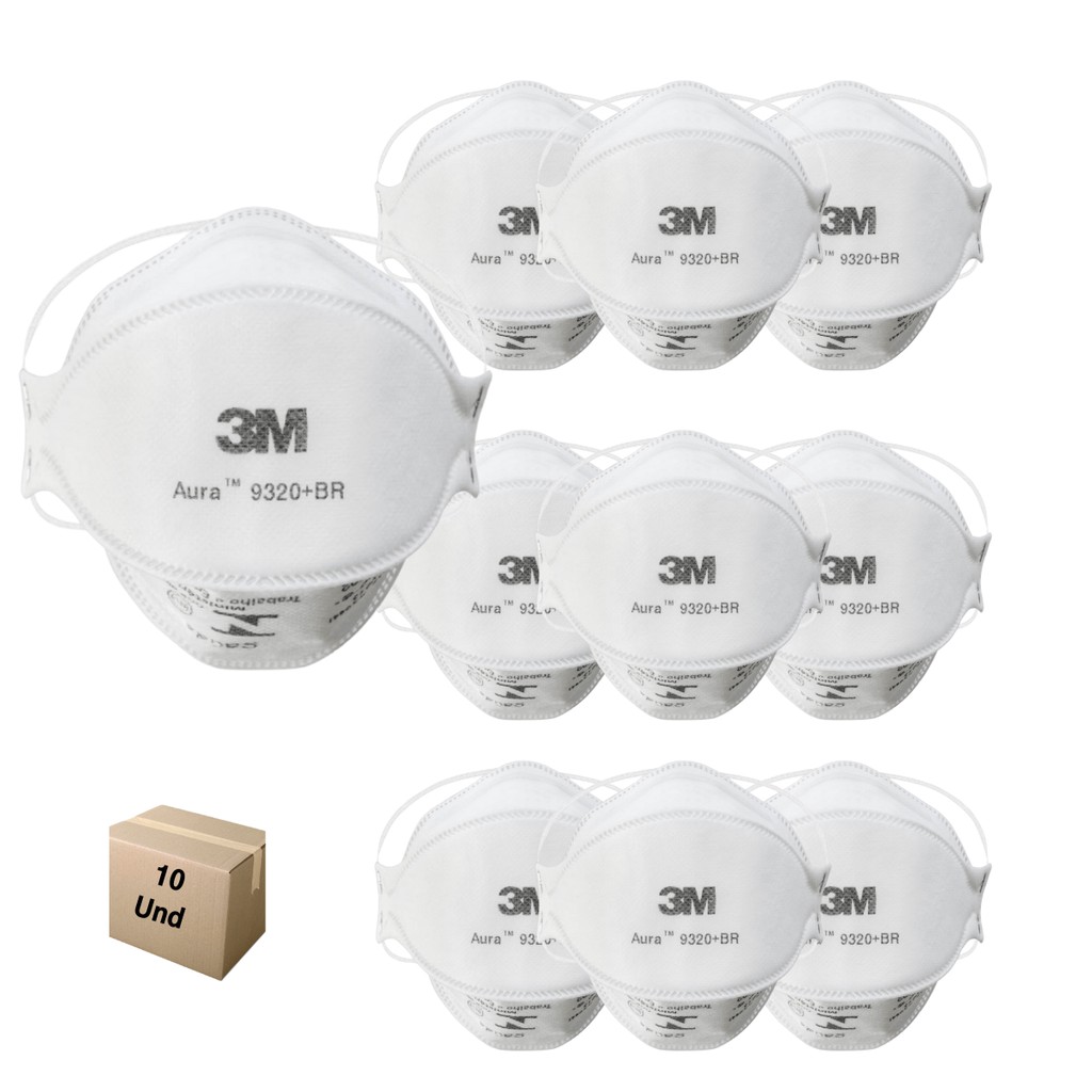 Kit com 10 Máscaras 3M Aura 9320 + BR N95 Classe PFF2 (S) Atacado e
