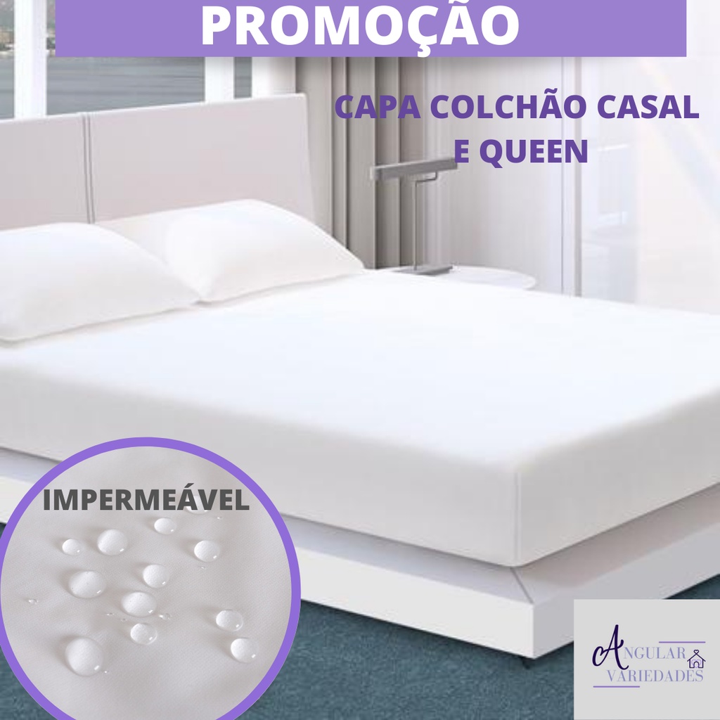 Capa pra Colchão Queen e casal Branca impermeável com Elástico Maior