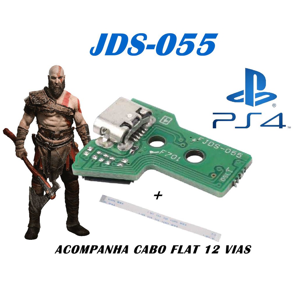 Placa USB JDS 055/050 JDM 055/050 + Cabo Flat 12 Vias Controle PS4 Escorrega o Preço