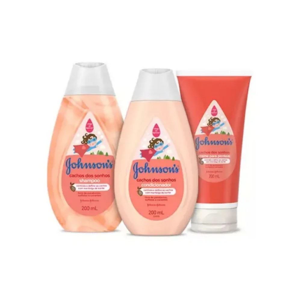 Johnsons Baby Cachos kit com Shampoo + Condicionador + Creme P/ Pentear