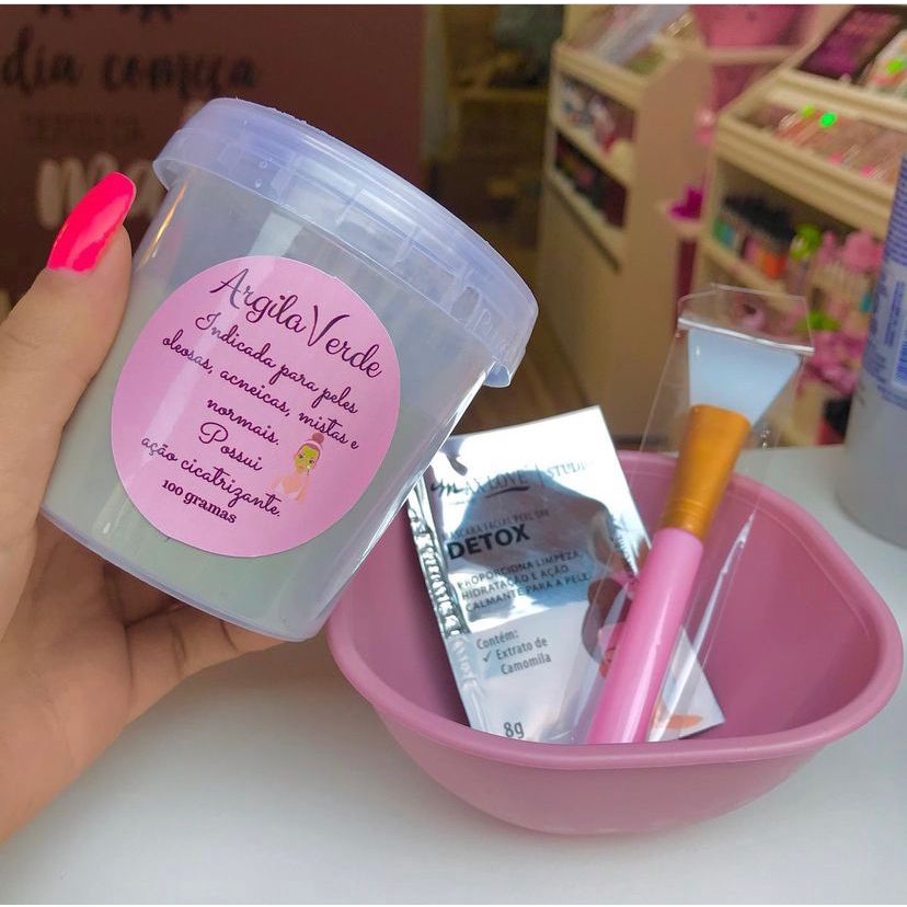 Kit De Skin Care Com Argila Esterializada Verde Branca Preta Rosa