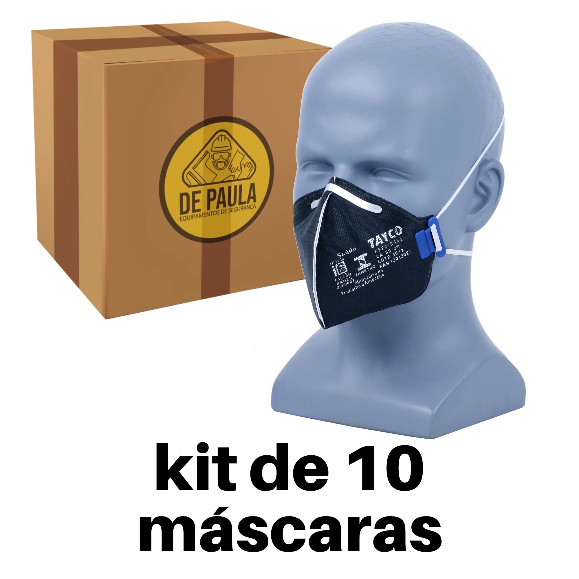 Kit 10 Mascaras de proteção Preta com carvão ativado (filtra o ar) S