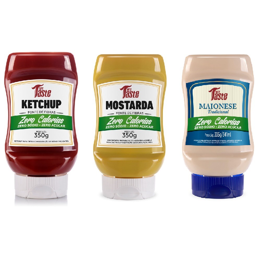 Kit Ketchup + Mostarda + Maionese (Zero Calorias) Mrs Taste 350g