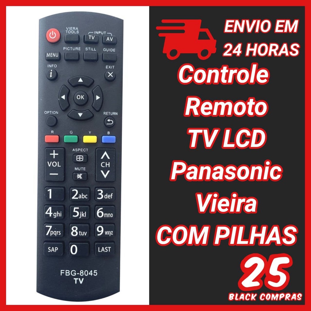 8045 Controle Remoto Tv Lcd Panasonic Vieira Com Pilhas Shopee Brasil