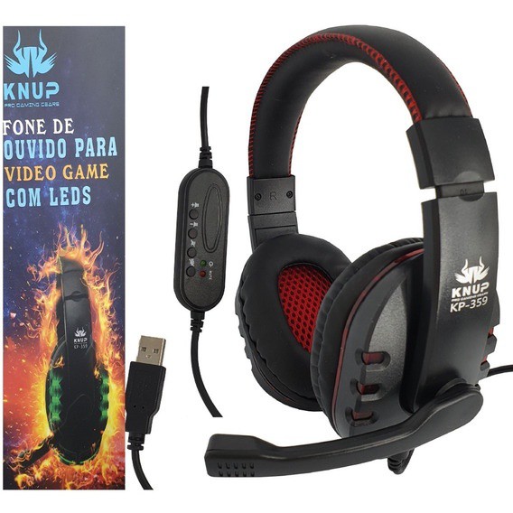 Fone De Ouvido Headset Gamer Usb Pc Ps4 Xbox Kp359 Knup Com Microfone
