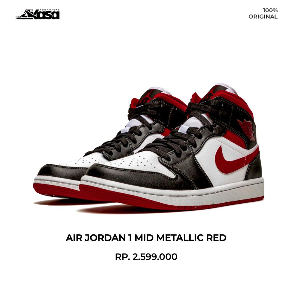 Air JORDAN 1 MID METALLIC RED AJ1 METALIC SILVER RED WHITE AJ1 MID AIR