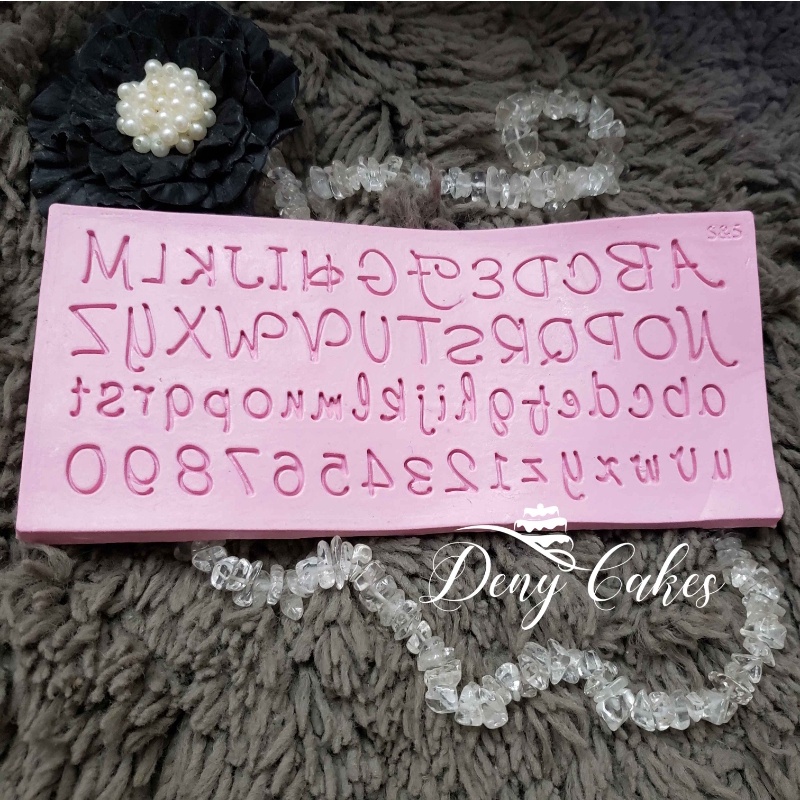 Molde de silicone 303 Alfabeto Mine Cursiva pasta americana , biscuit