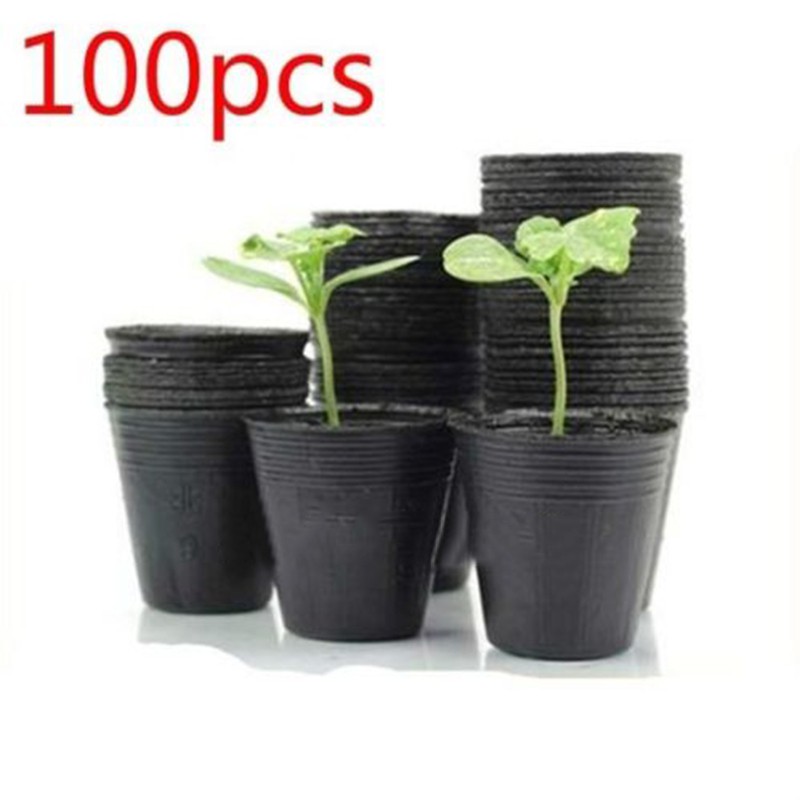 100pcs Black Plastic Plant Nursery Pots Garden Supplies Environmental