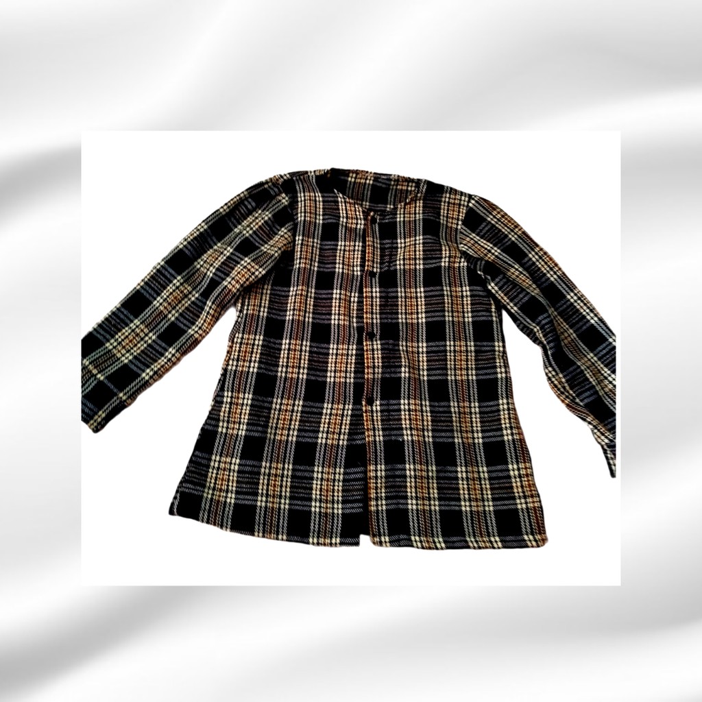 casaquinho vintage xadrez estilo shein Shopee Brasil