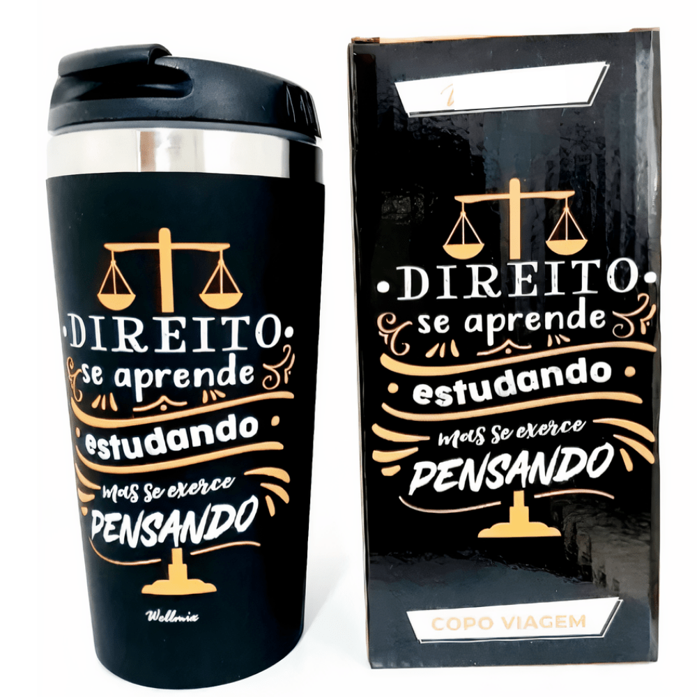 Copo Inox Termico 450Ml Direito Advogado Preto Presente