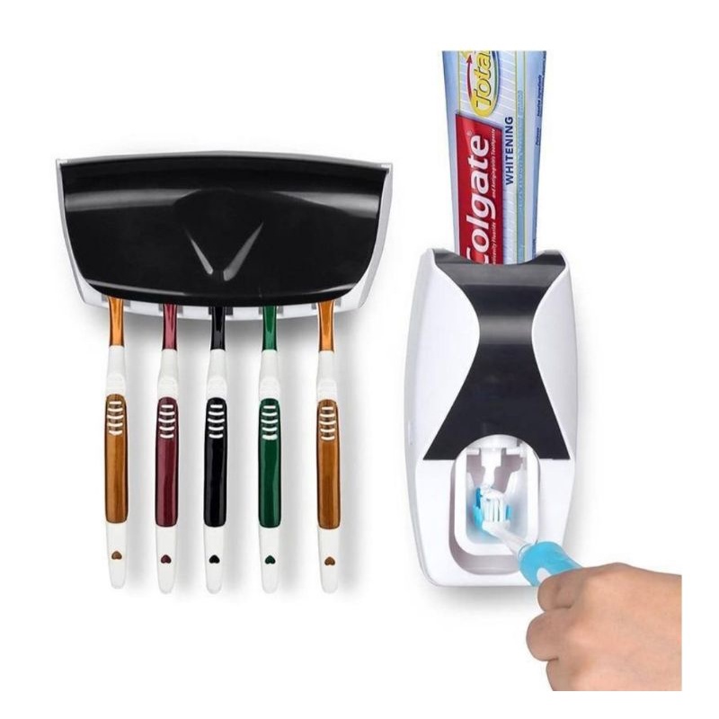 Dispenser Aplicador Creme Dental Pasta Dente Suporte Escovas Branco com