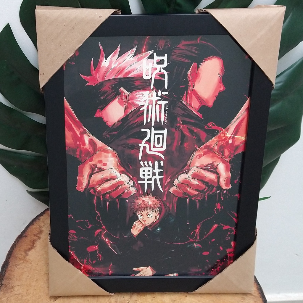 Quadro decorativo com moldura e vidro Itadori Satoru Gojo Jujutsu no