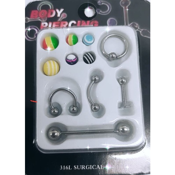 kit 5 Piercing Lingua orelha tragus cartilagem transversal Femino