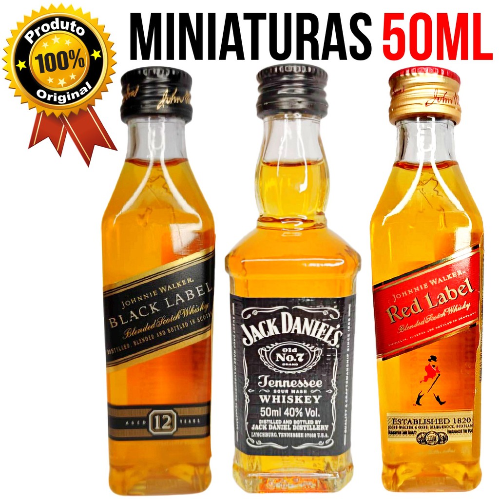 Kit Mini Whisky Black Label + Jack Daniels + Red Label 50ml 100