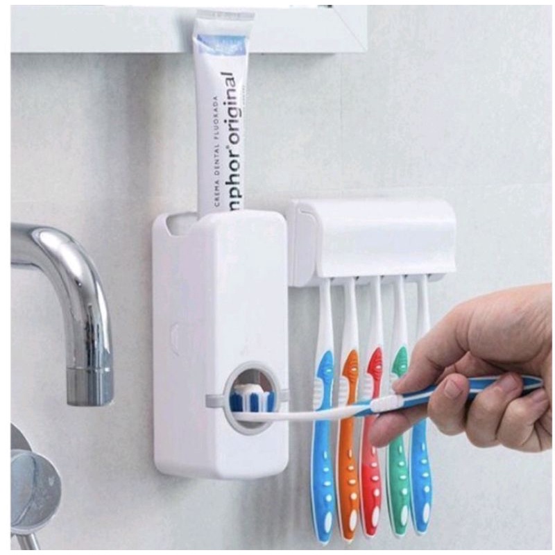 Suporte Dispenser para creme Dental e porta Escova dental Shopee Brasil