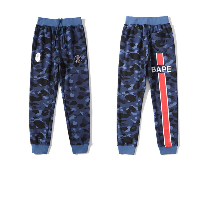 BAPE Calça De Moletom Camuflada Azul Da Santogermain Comemoração